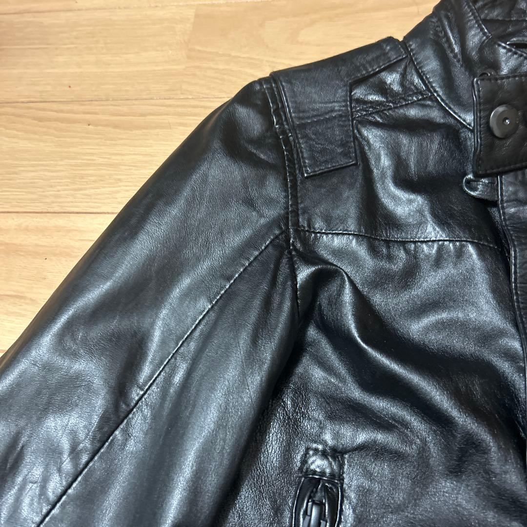G-STAR RAW 牛革 バイカーズ パット入シングルライダースジャケット