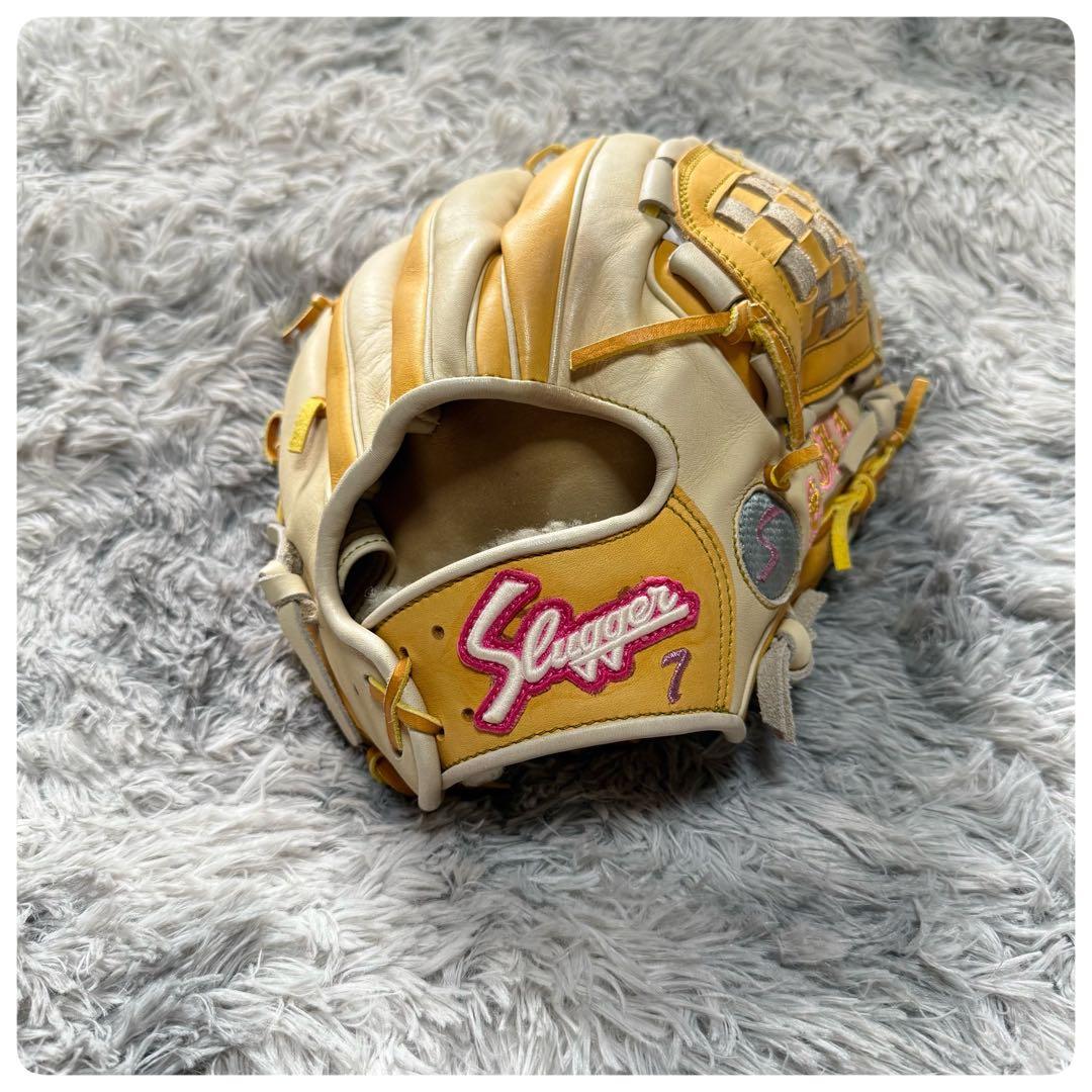 久保田Slugger 軟式グローブ オーダー　7 ホワイト/イエロー